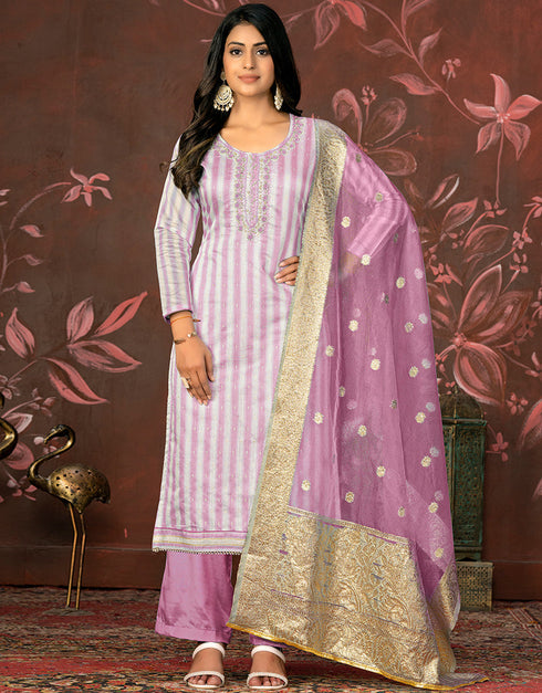 stylish purple cotton designer party wear heavy salwar suit collection with purple santoon 13598-acy3657 Front View